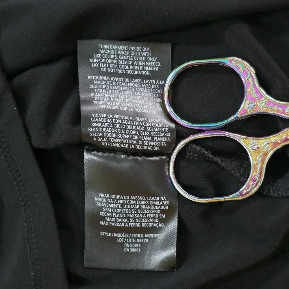 Tahari Top Womens L Black SS Studs Stretch Whimsigoth Office Mature Logo Capsule - Picture 13 of 16